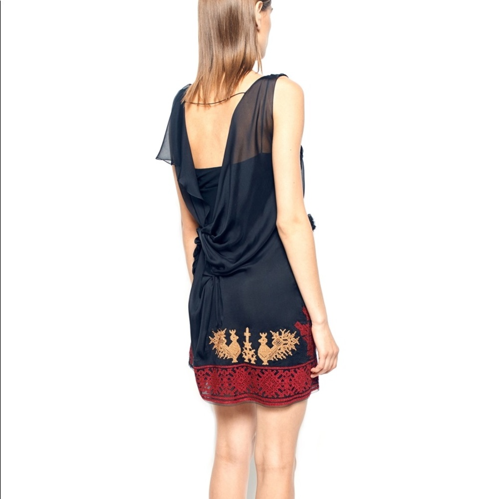 Bird embroidery silk DRESS - Picture 4 of 4
